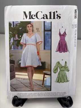 McCalls M8195 Sewing Pattern Misses Dress Size 16 18 20 22 24 Uncut